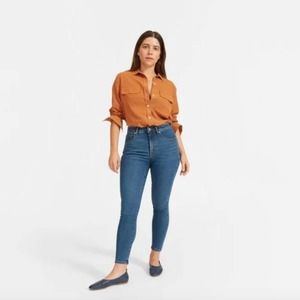 EVERLANE Authentic Stretch High Rise Skinny Jeans Mid Blue {K41}